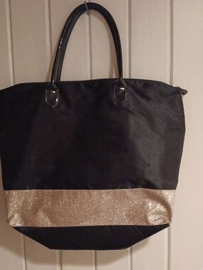 Black Tote Bag with Gold Accent - Women's Carryall